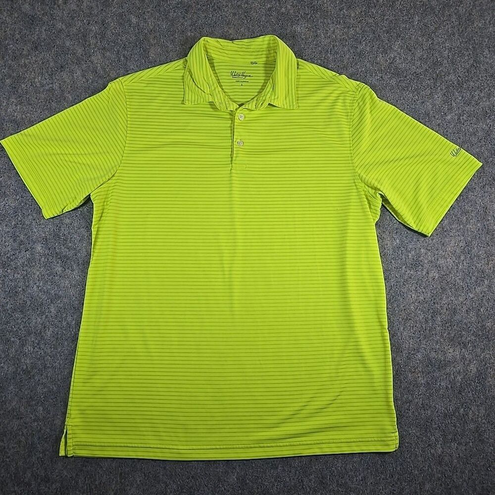 Walter Hagen Men's Size L Golf Polo Neon Green Short Sleeve Collared Shirt Sport